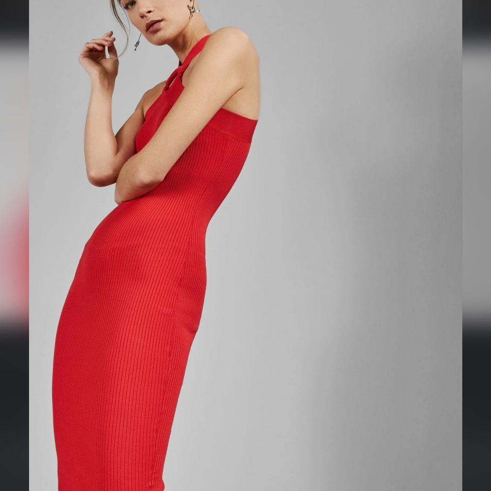 Ted Baker Red Sionna Halter Midi Dress Size 0 - Picture 4 of 10